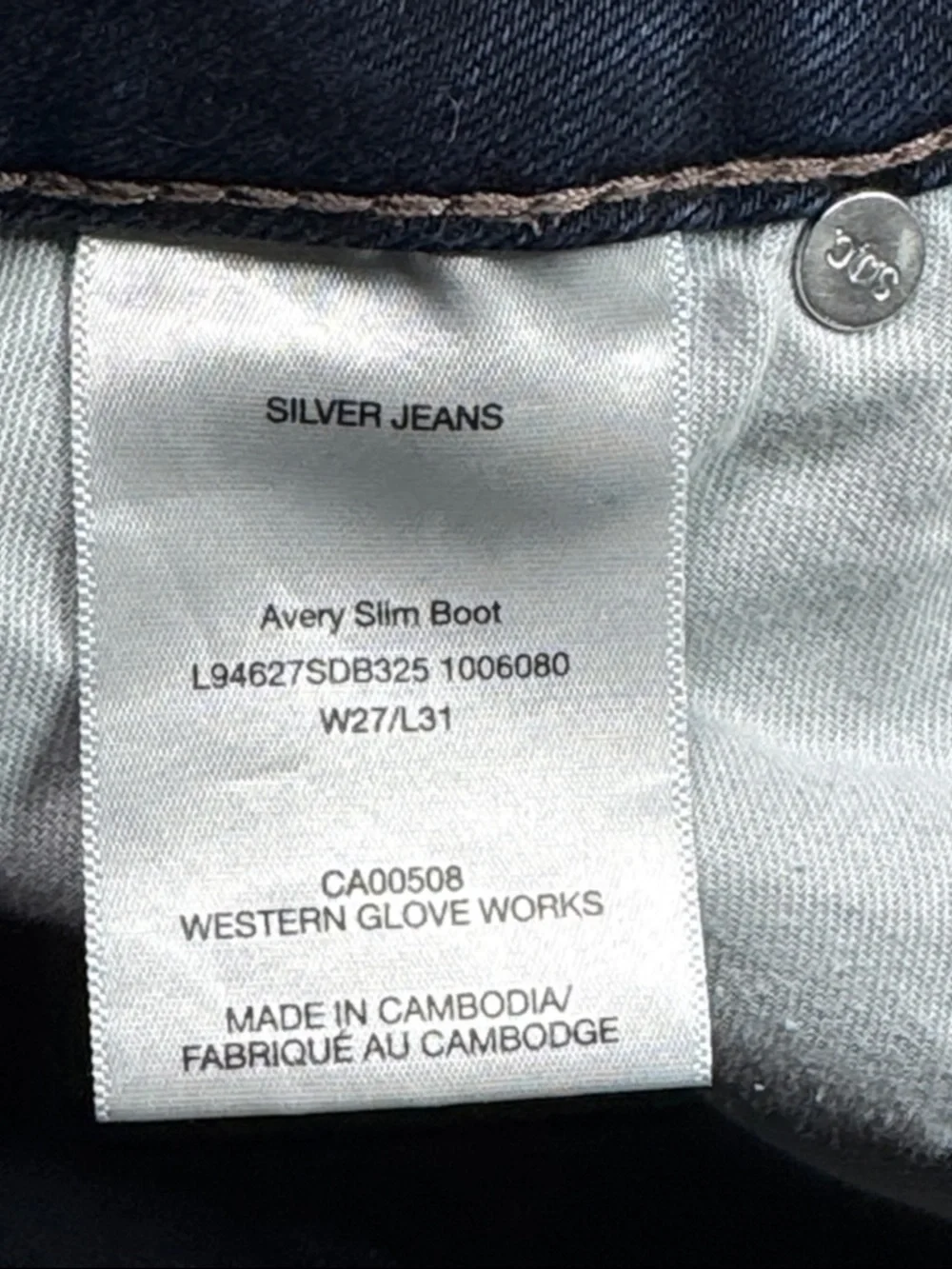 Silver Jeans Avery Slim Boot Jeans Size 27x31